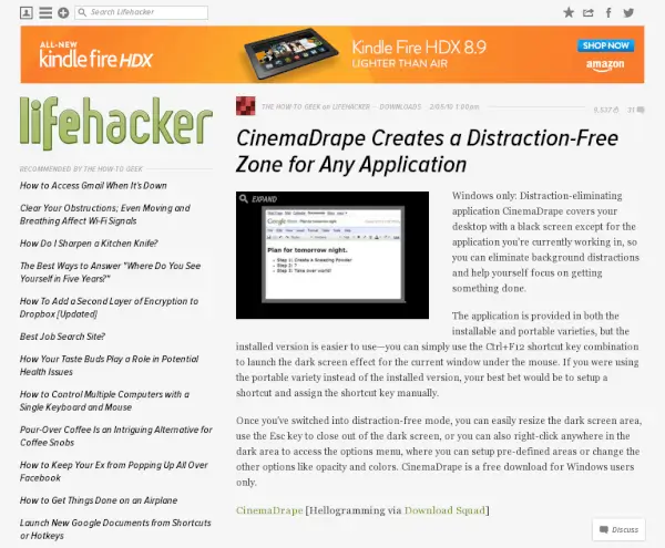 Eliminate Distractions With Cinemadrape, as Recommended by Lifehacker